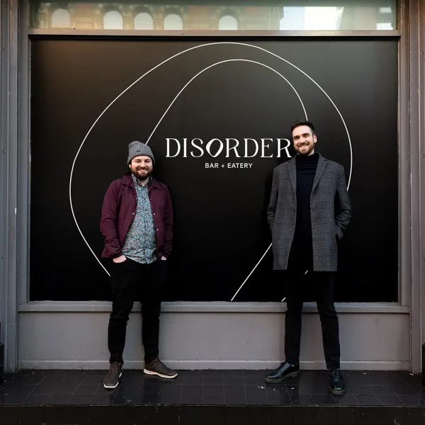 Jame Stewart and Sam Koropisz outside new NW bar Disorder. Image credit Edward Jones 6